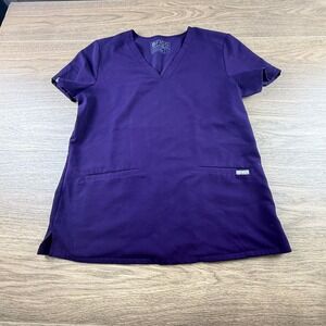 FIGS Casma Scrub Top Purple V-Neck Short Sleeve Technical Collection Women's M